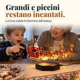 Foto illustrativa: Grandi e piccini restano incantati. La luce calda la illumina dal basso.